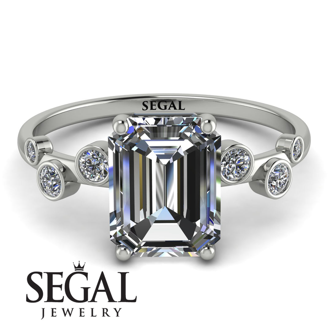 Emerald Cut Diamond Ring With Bezel - Alina No. 3