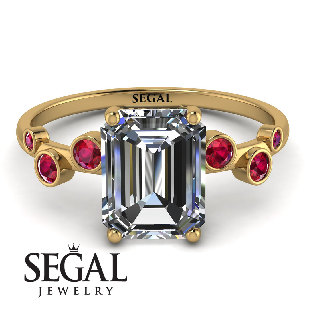 Emerald Cut Diamond Ring With Bezel - Alina No. 46