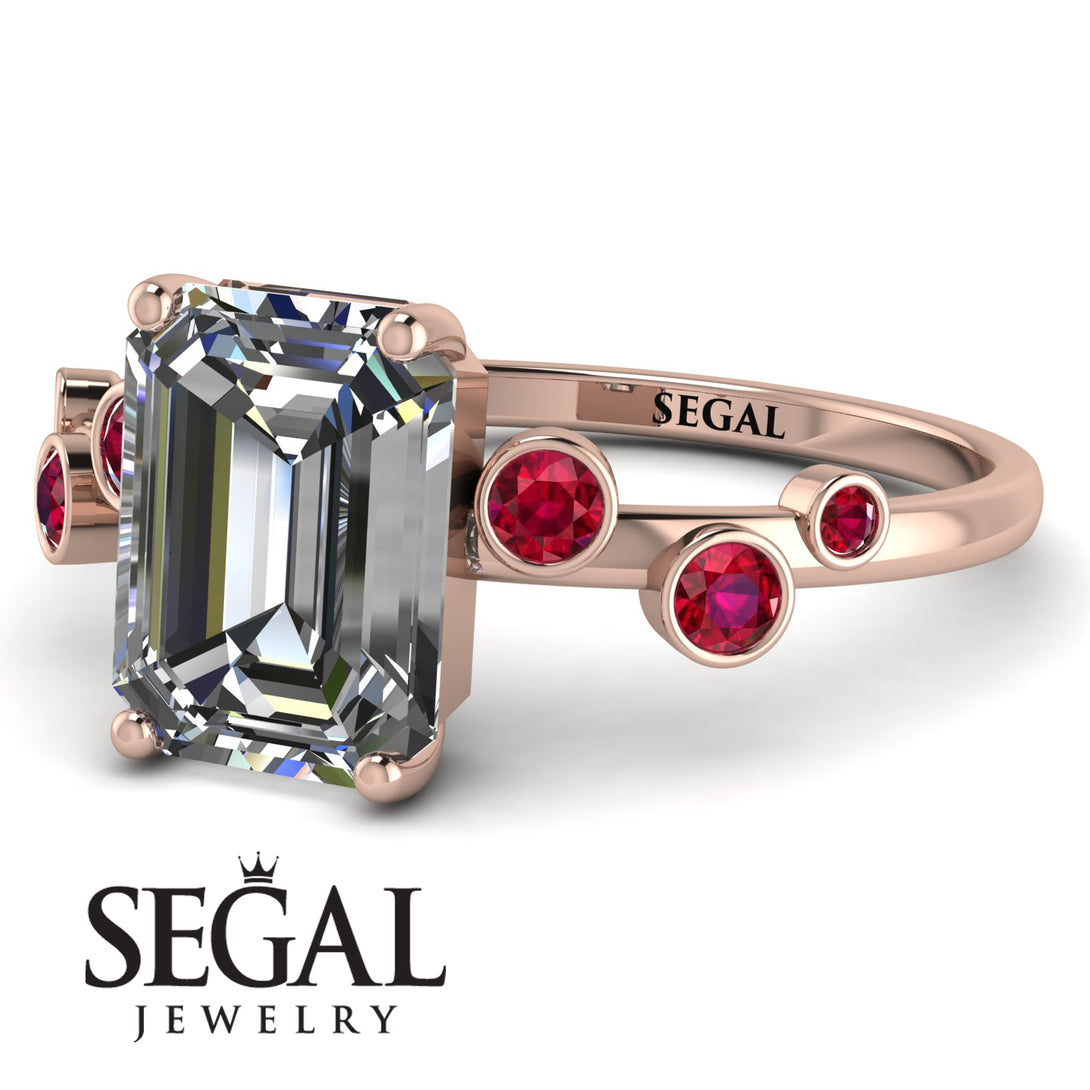 Emerald Cut Diamond Ring With Bezel - Alina No. 47