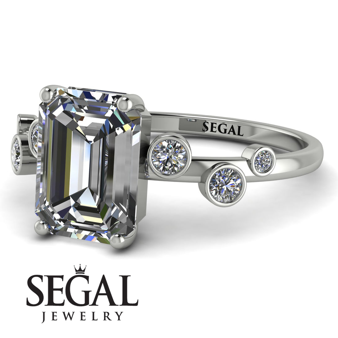 Emerald Cut Diamond Ring With Bezel - Alina No. 3