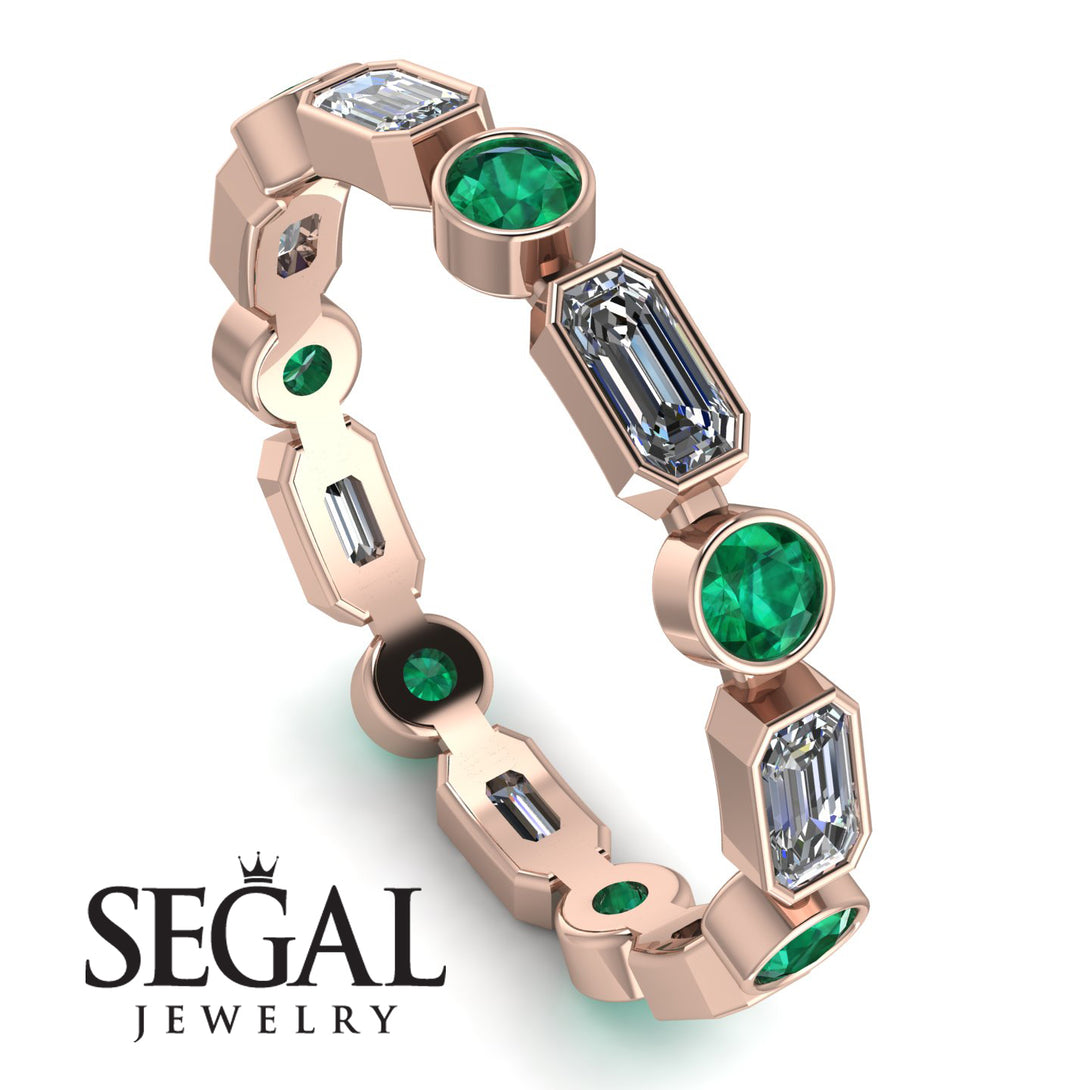 Emerald Cut Diamond Bezel Eternity Ring - Genevieve No. 17