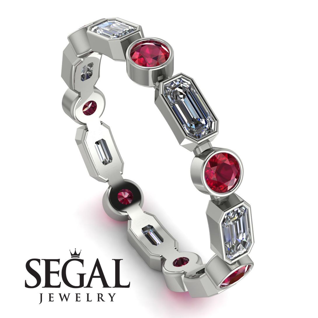 Emerald Cut Diamond Bezel Eternity Ring - Genevieve No. 48