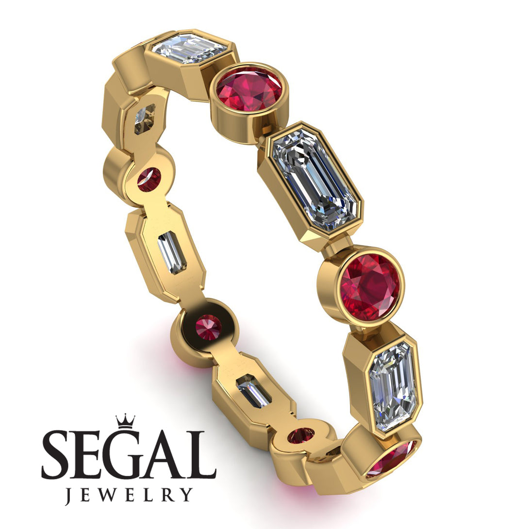 Emerald Cut Diamond Bezel Eternity Ring - Genevieve No. 46
