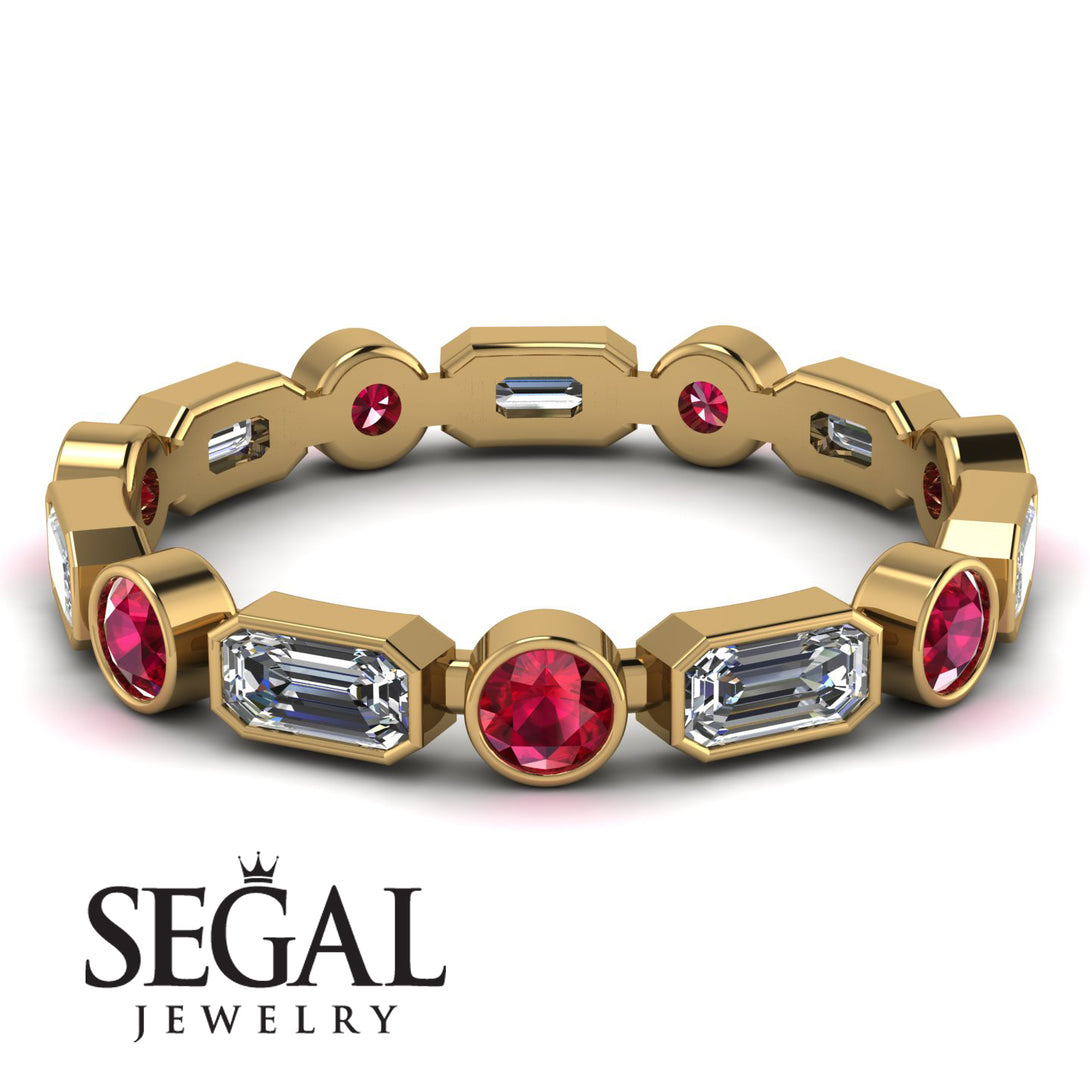 Emerald Cut Diamond Bezel Eternity Ring - Genevieve No. 46