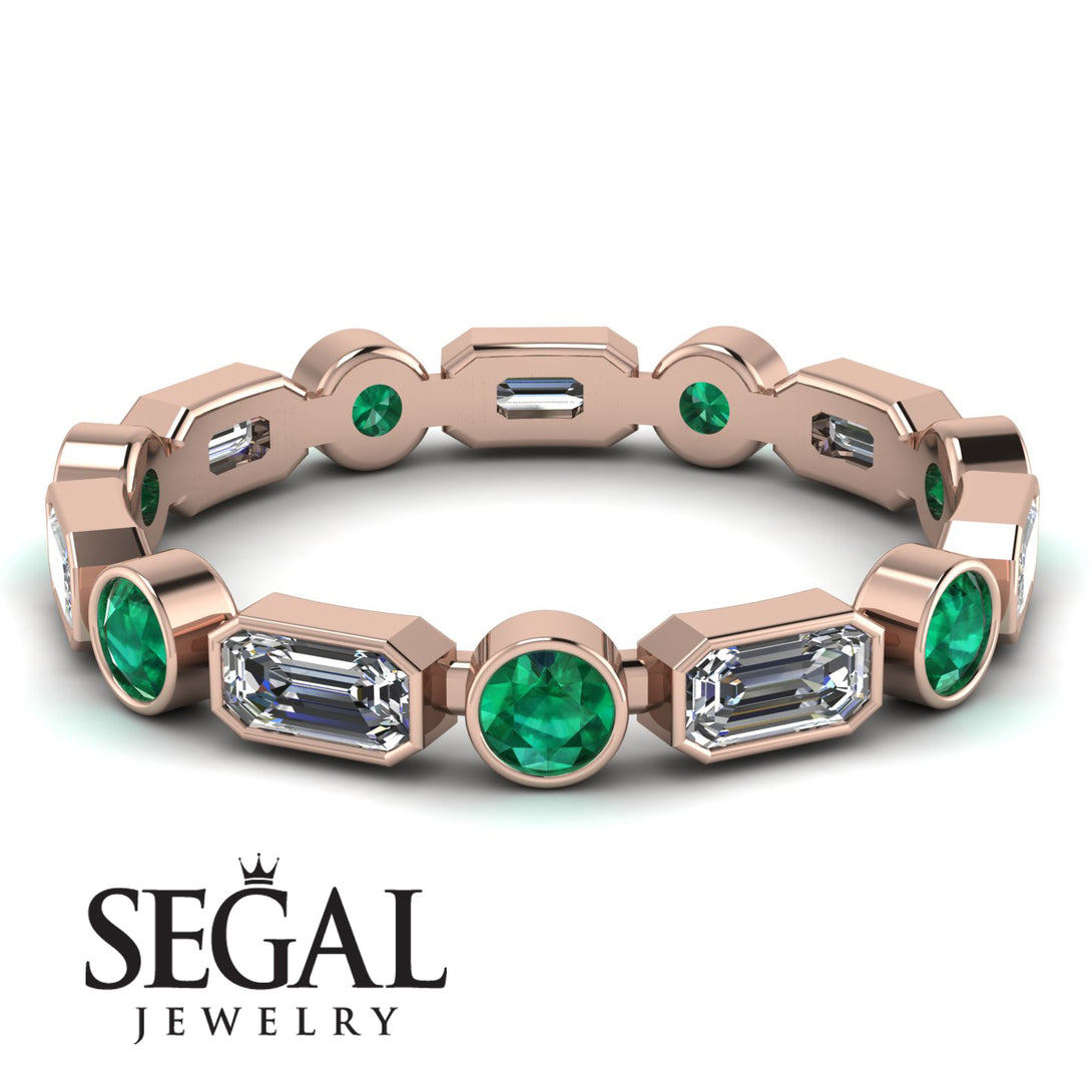 Emerald Cut Diamond Bezel Eternity Ring - Genevieve No. 17