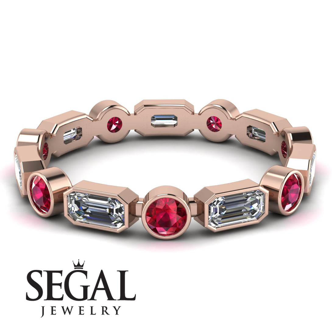 Emerald Cut Diamond Bezel Eternity Ring - Genevieve No. 47