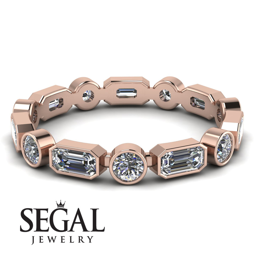 Emerald Cut Diamond Bezel Eternity Ring - Genevieve No. 2