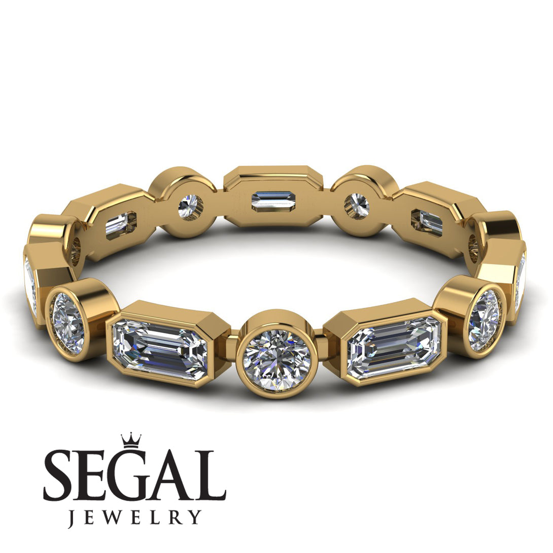 Emerald Cut Diamond Bezel Eternity Ring - Genevieve No. 1