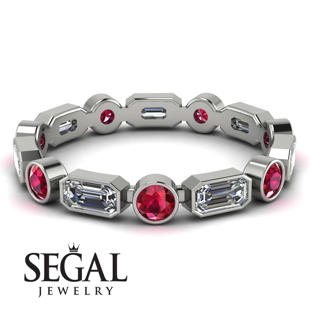 Emerald Cut Diamond Bezel Eternity Ring - Genevieve No. 48