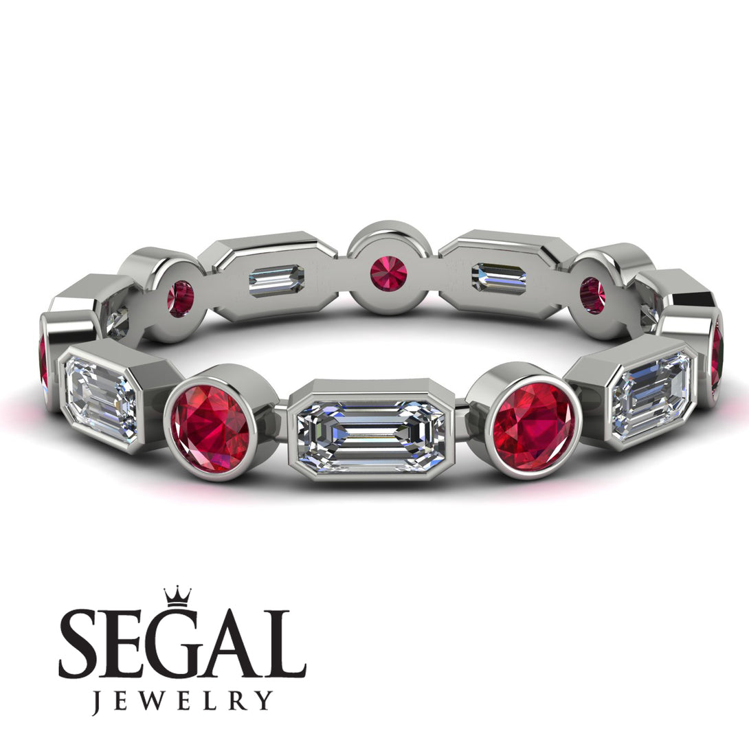 Emerald Cut Diamond Bezel Eternity Ring - Genevieve No. 48