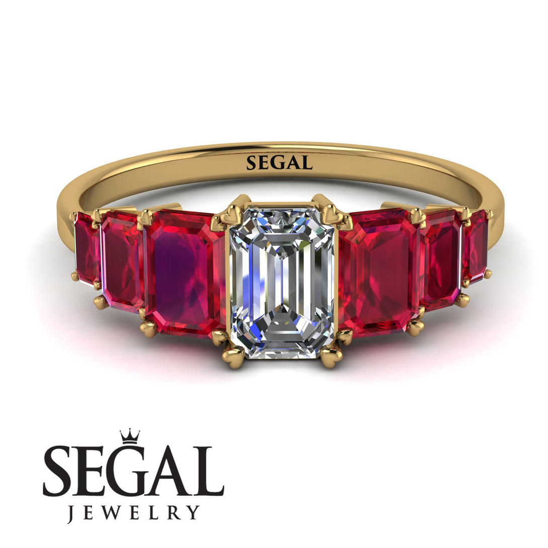 Emerald Cut Diamond Geometrical Ring - Briella No. 46