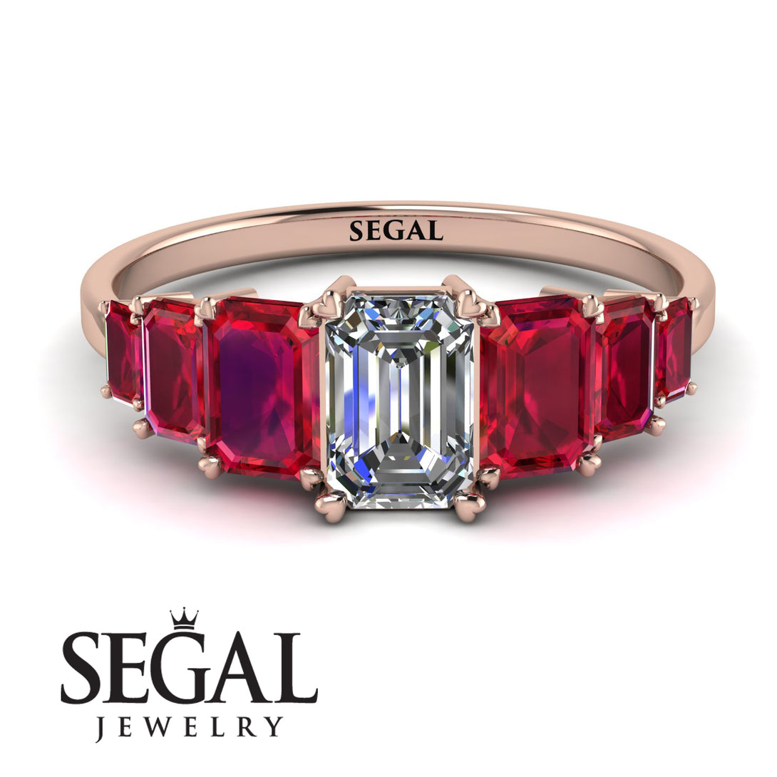 Emerald Cut Diamond Geometrical Ring - Briella No. 47
