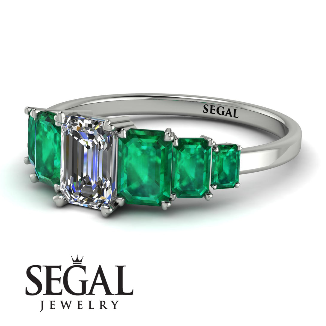 Emerald Cut Diamond Geometrical Ring - Briella No. 18