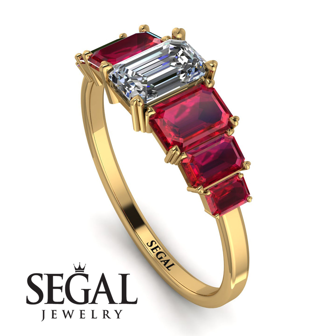 Emerald Cut Diamond Geometrical Ring - Briella No. 46