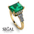 Emerald Cut Diamond Ring Hidden Round Diamonds - Sawyer No. 4