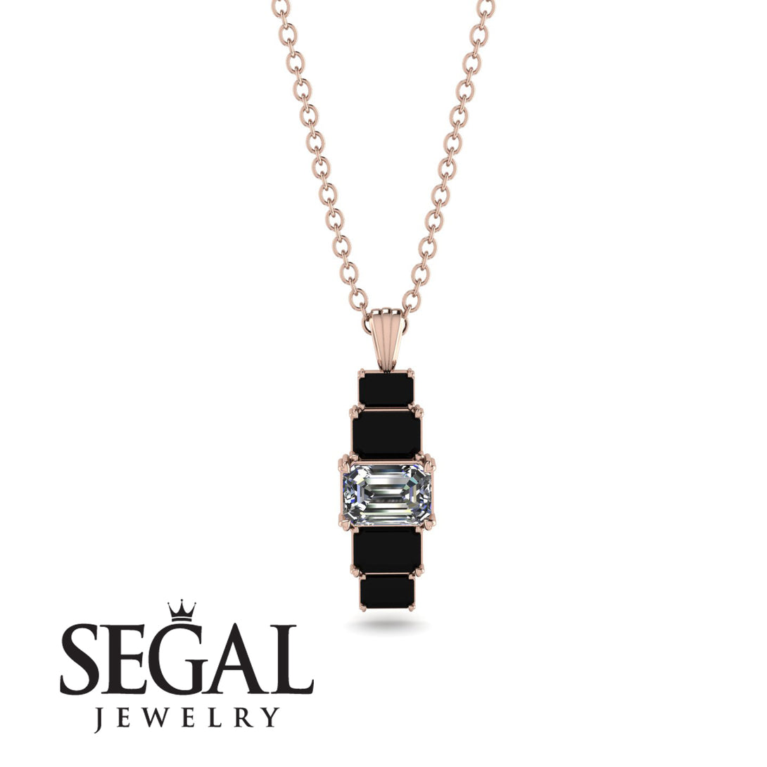 Emerald Cut Diamond Stairs Necklace - Briella No. 32