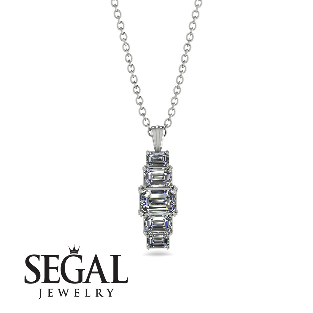 Emerald Cut Diamond Stairs Necklace - Briella No. 3