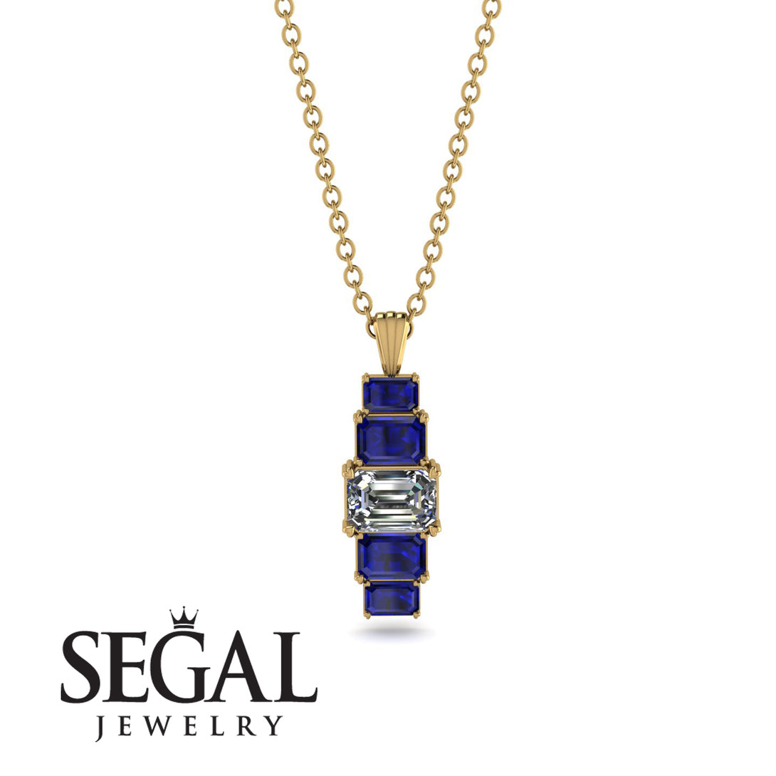 Emerald Cut Diamond Stairs Necklace - Briella No. 61