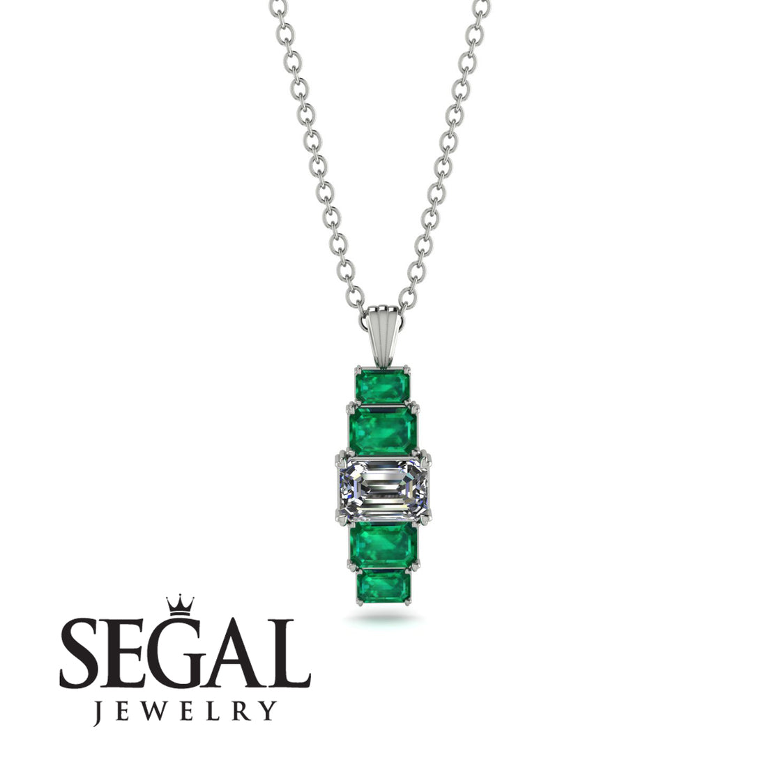 Emerald Cut Diamond Stairs Necklace - Briella No. 18