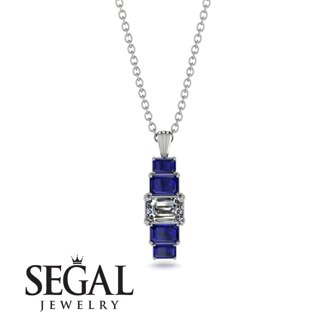 Emerald Cut Diamond Stairs Necklace - Briella No. 63