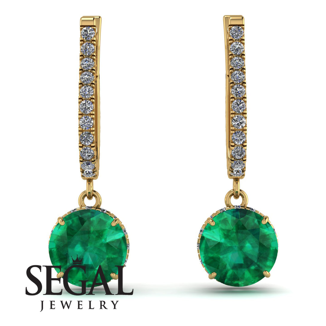 Emerald Dangle Earrings With Hidden Halo - Adaline No. 4