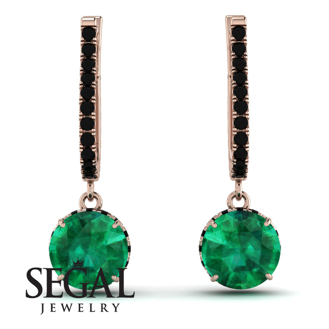 Emerald Dangle Earrings With Hidden Halo - Adaline No. 35