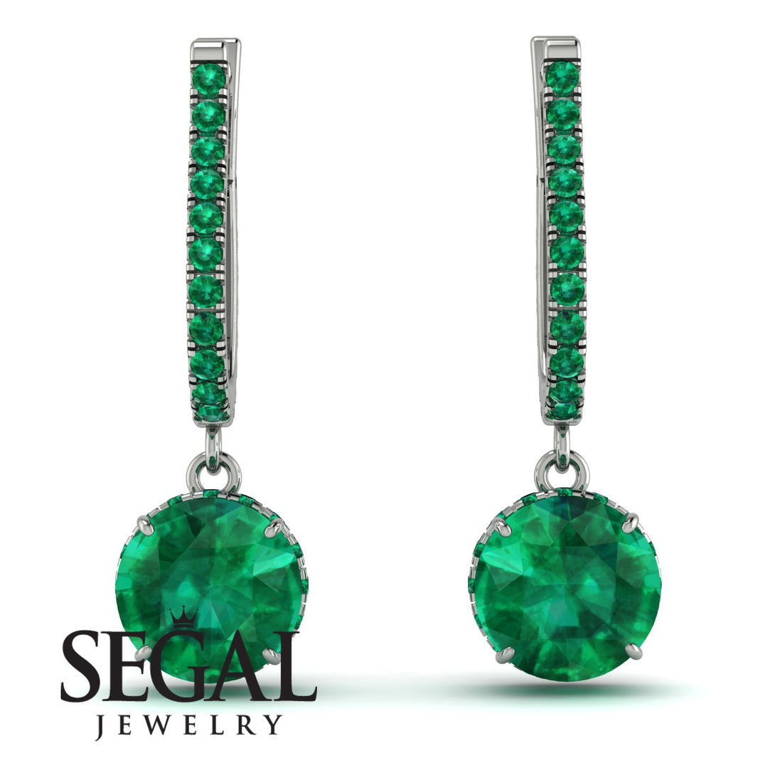 Emerald Dangle Earrings With Hidden Halo - Adaline No. 21