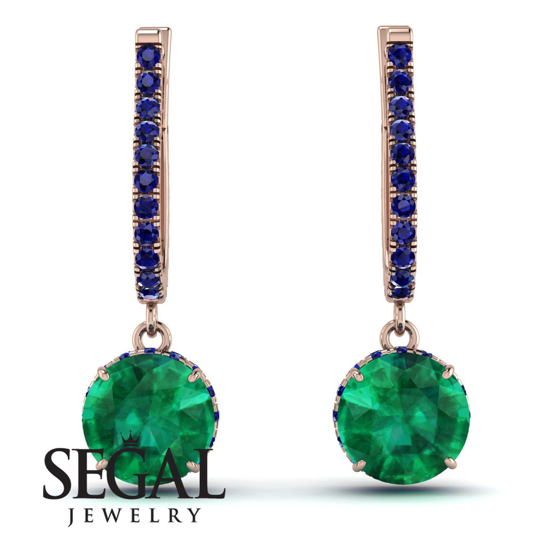 Emerald Dangle Earrings With Hidden Halo - Adaline No. 65