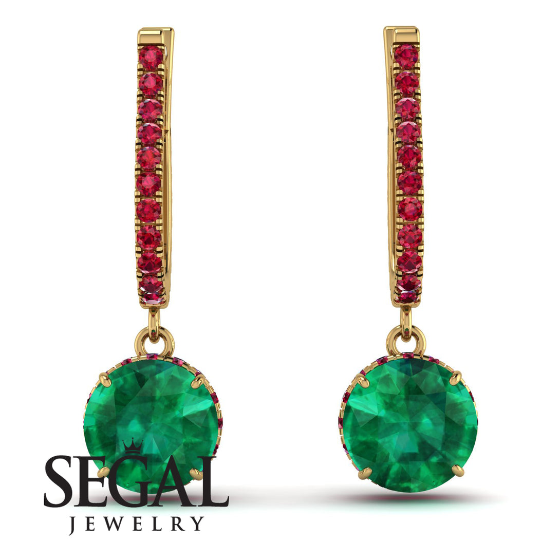 Emerald Dangle Earrings With Hidden Halo - Adaline No. 49
