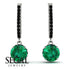 Emerald Dangle Earrings With Hidden Halo - Adaline No. 36