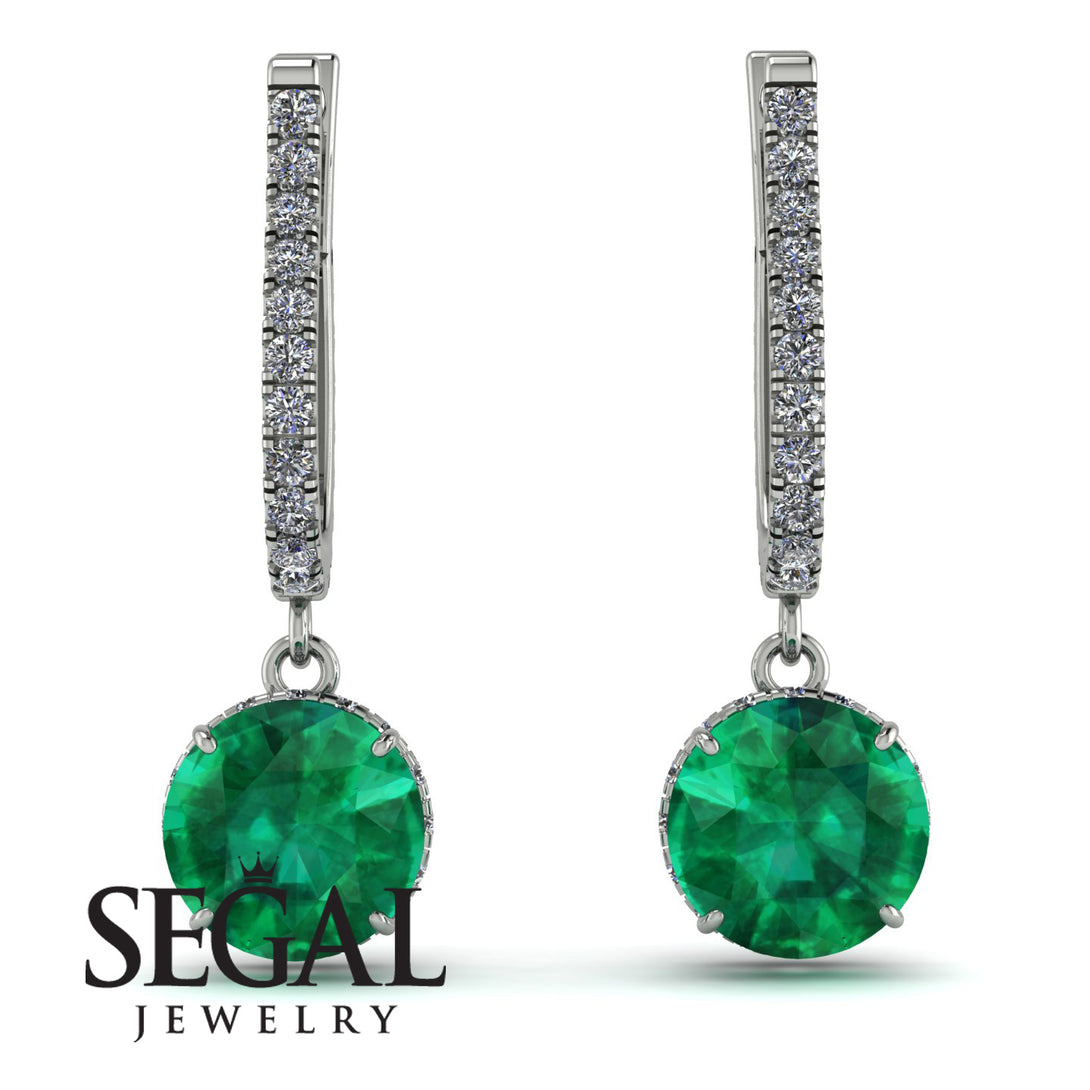 Emerald Dangle Earrings With Hidden Halo - Adaline No. 6