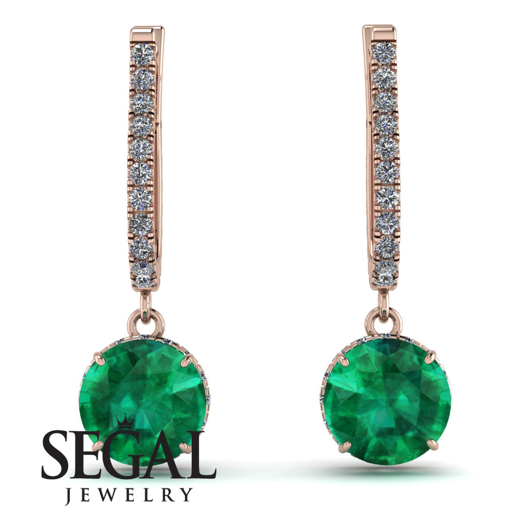 Emerald Dangle Earrings With Hidden Halo - Adaline No. 5