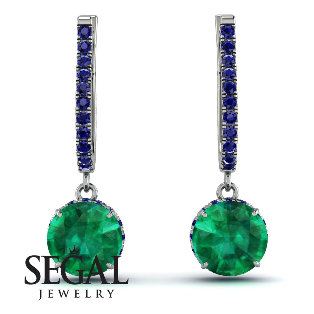 Emerald Dangle Earrings With Hidden Halo - Adaline No. 66