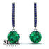 Emerald Dangle Earrings With Hidden Halo - Adaline No. 66