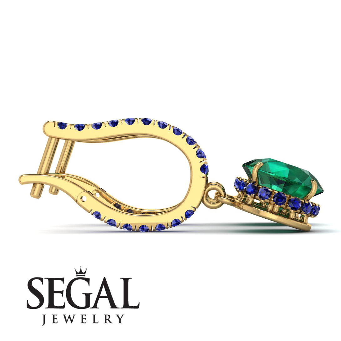 Emerald Dangle Earrings With Hidden Halo - Adaline No. 64
