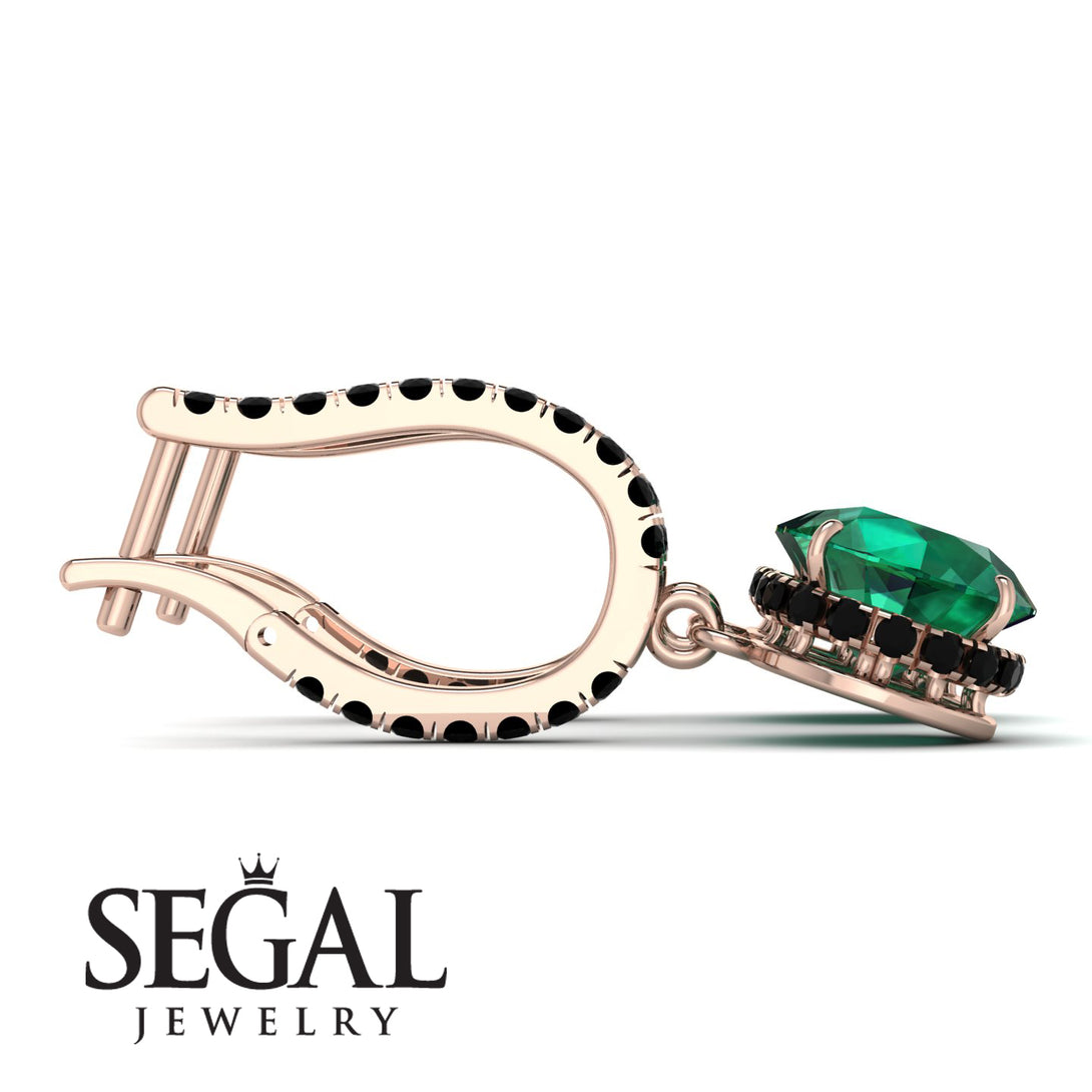 Emerald Dangle Earrings With Hidden Halo - Adaline No. 35