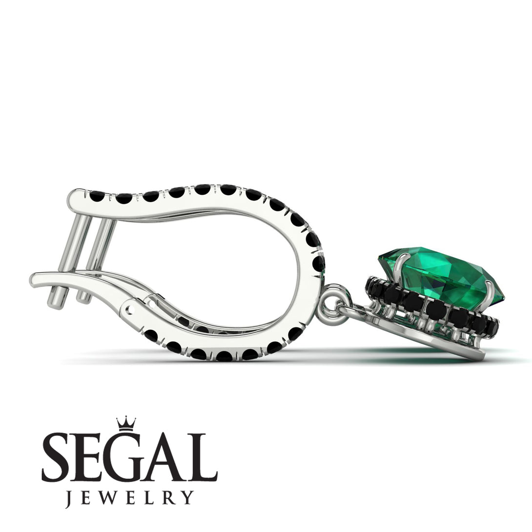 Emerald Dangle Earrings With Hidden Halo - Adaline No. 36