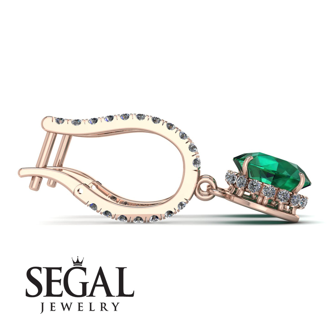 Emerald Dangle Earrings With Hidden Halo - Adaline No. 5