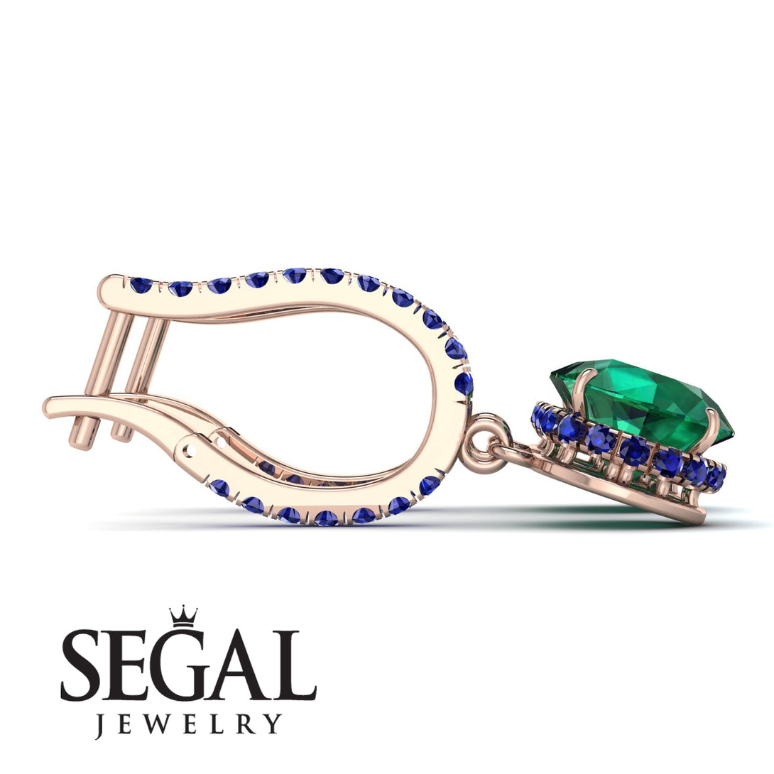 Emerald Dangle Earrings With Hidden Halo - Adaline No. 65