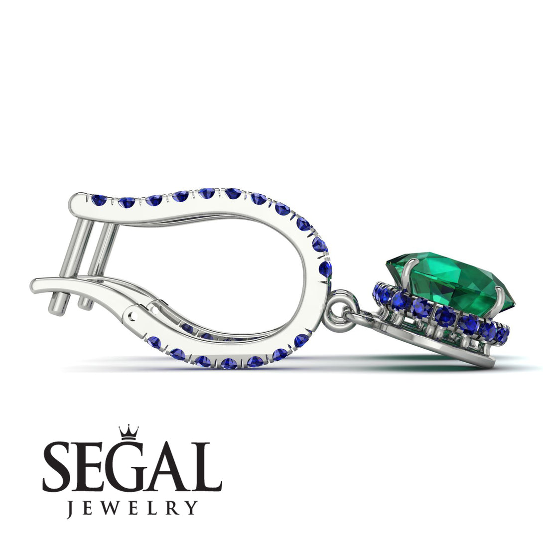 Emerald Dangle Earrings With Hidden Halo - Adaline No. 66