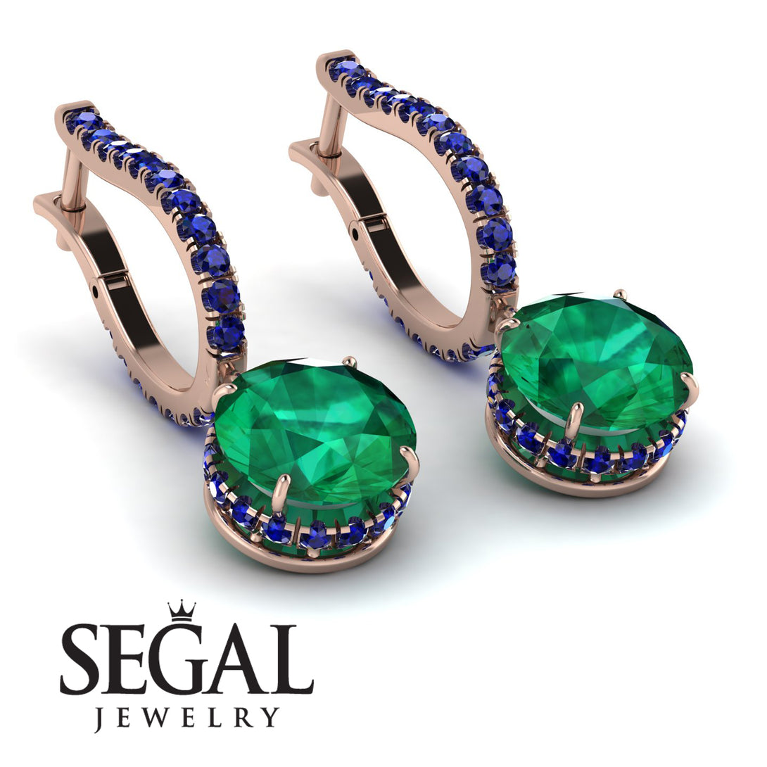 Emerald Dangle Earrings With Hidden Halo - Adaline No. 65