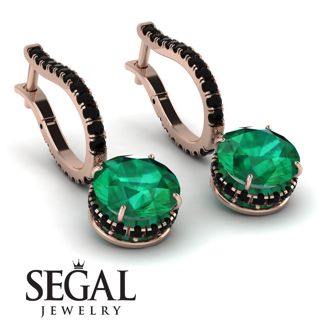 Emerald Dangle Earrings With Hidden Halo - Adaline No. 35
