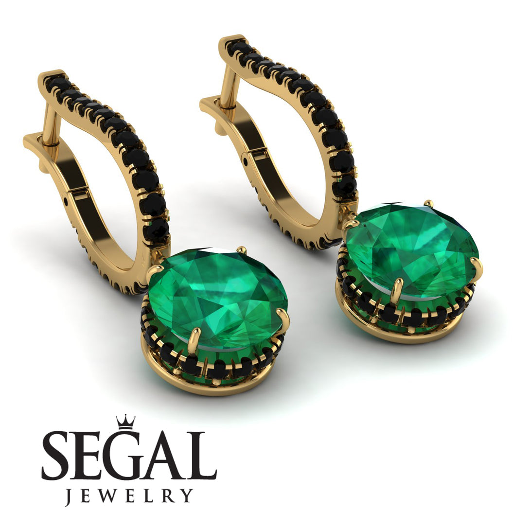 Emerald Dangle Earrings With Hidden Halo - Adaline No. 34