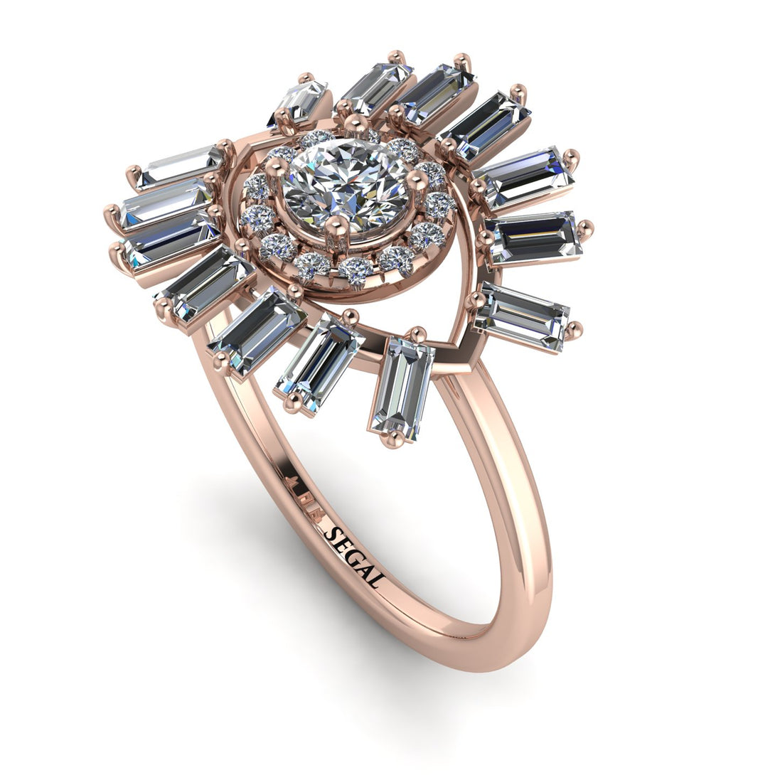 Halo Baguette Diamond Ring - Diana No. 2