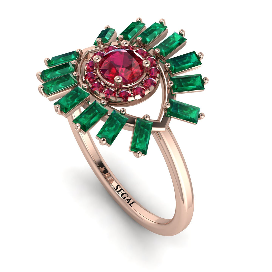 Halo Baguette Ruby Ring - Diana No. 26