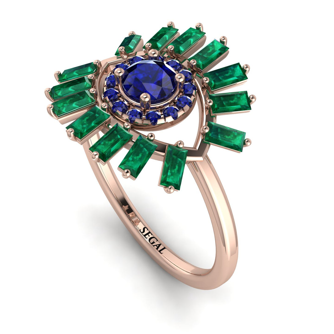 Halo Baguette Sapphire Ring - Diana No. 29
