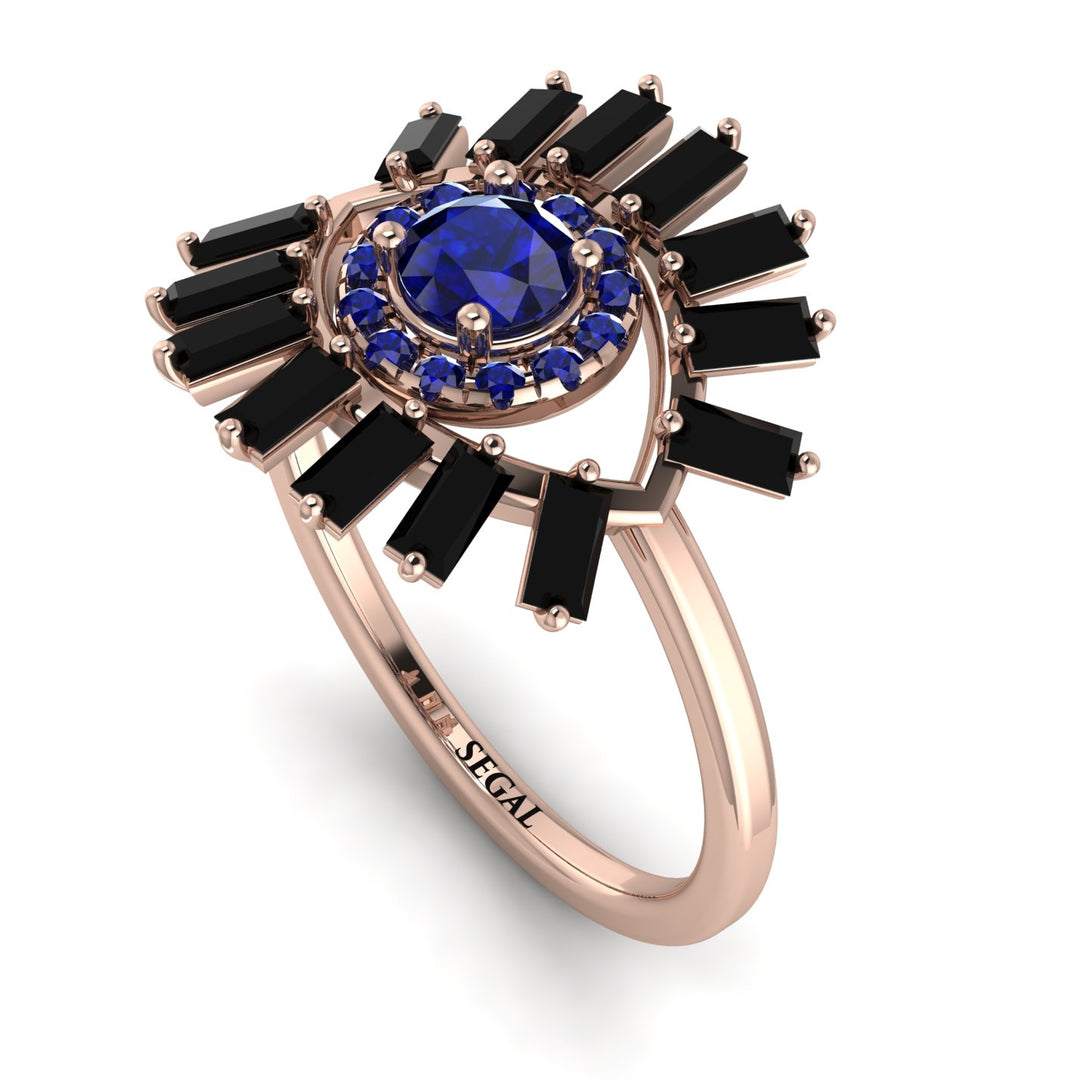 Halo Baguette Sapphire Ring - Diana No. 44
