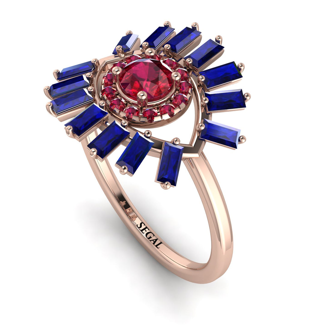Halo Baguette Ruby Ring - Diana No. 71