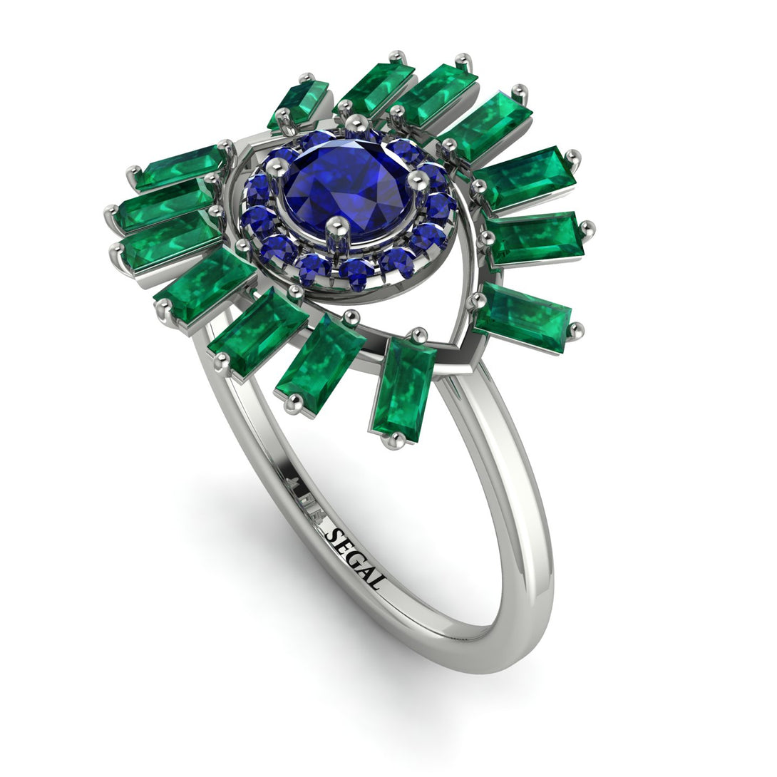 Halo Baguette Sapphire Ring - Diana No. 30