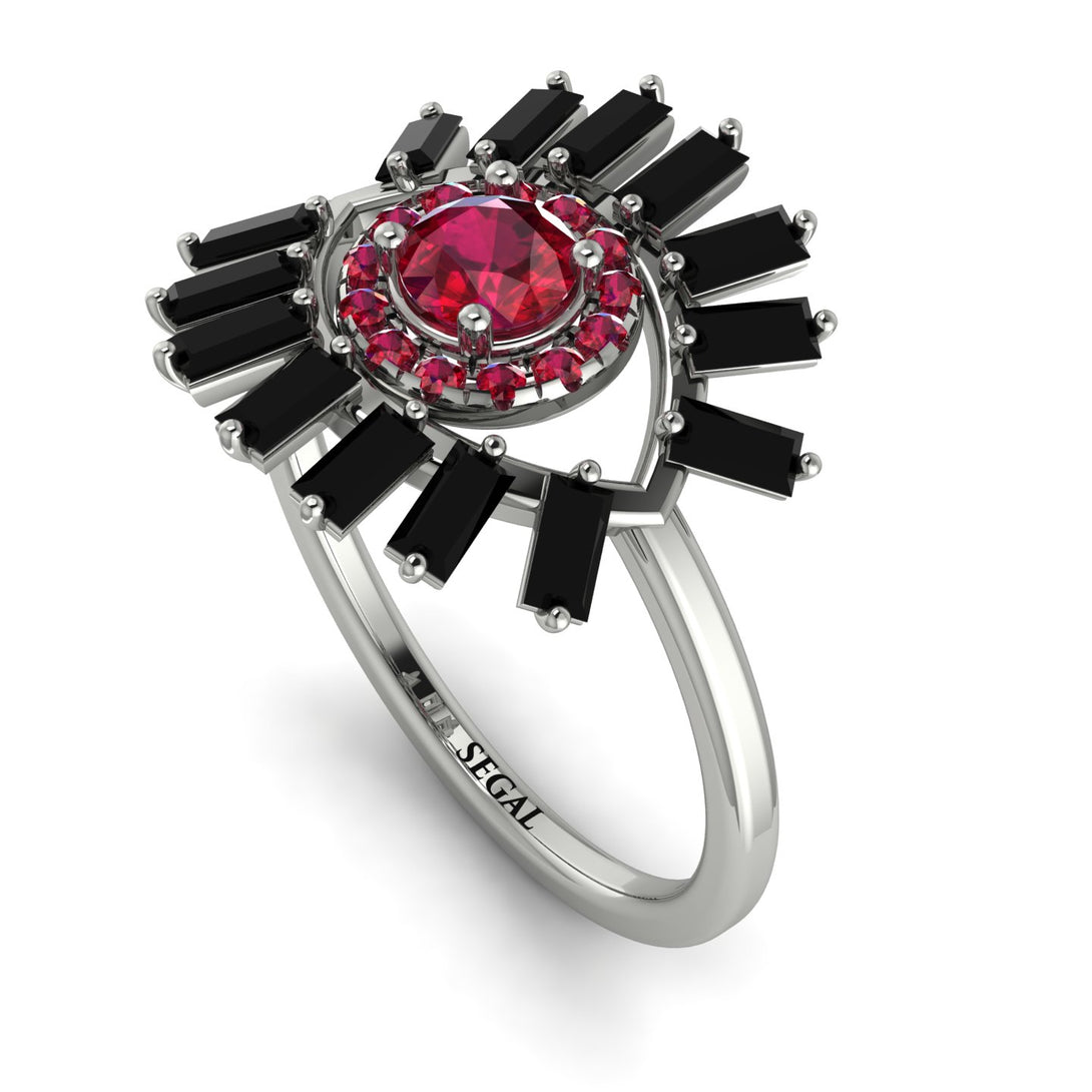 Halo Baguette Ruby Ring - Diana No. 42